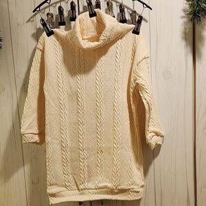 Cream Cable Knit Kids Sweater Dress